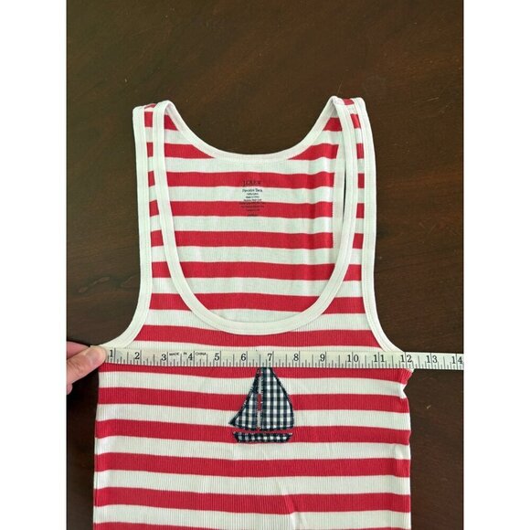J. Crew Striped Favorite Tank Nautical Sailboat Coastal Summer Size Medium - Picture 6 of 8